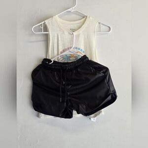 Lily Black Faux Leather Shorts And Muscle Tee